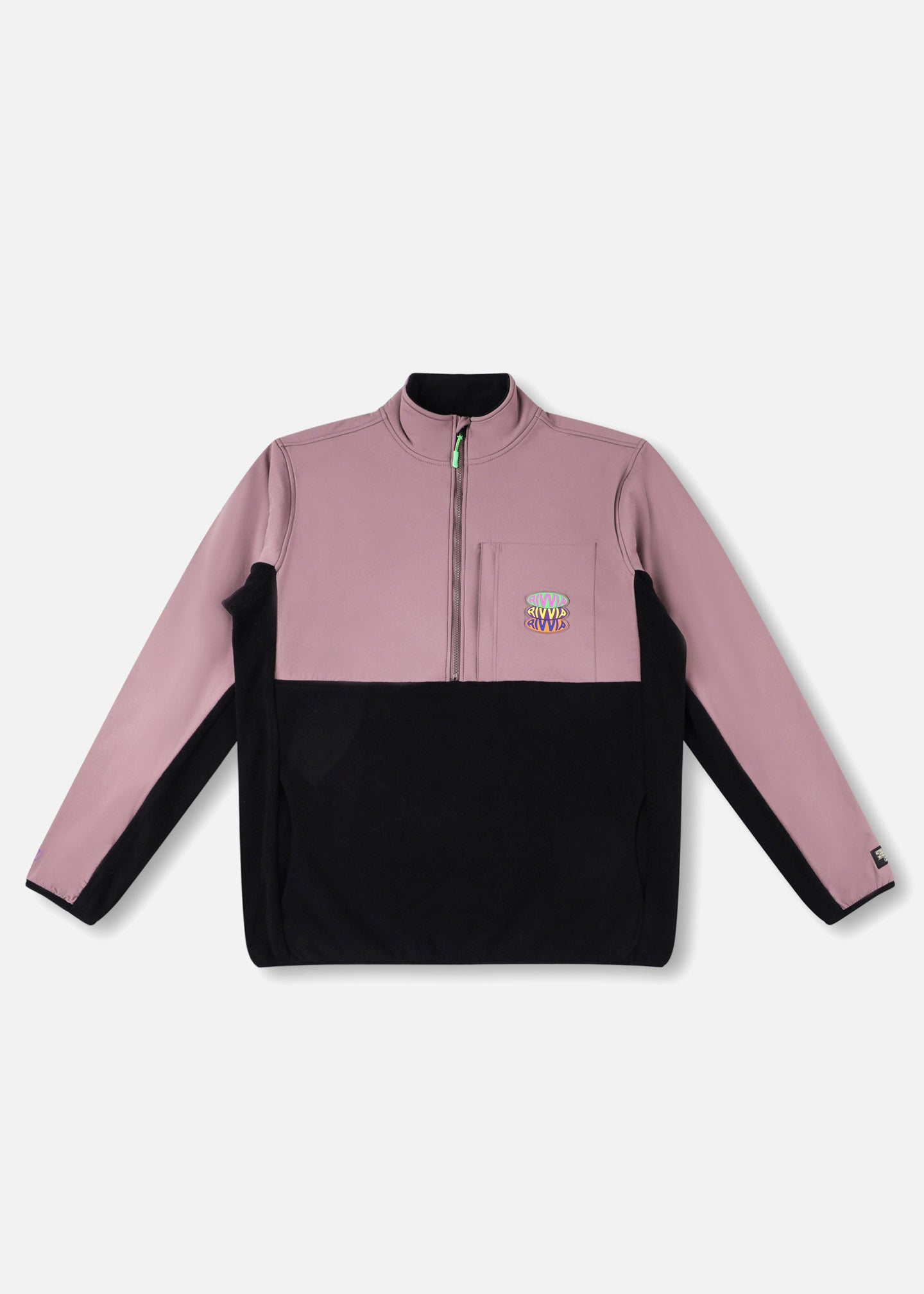 POP REPEAT 1/2 ZIP POLAR FLEECE : BLACK PALE PLUM