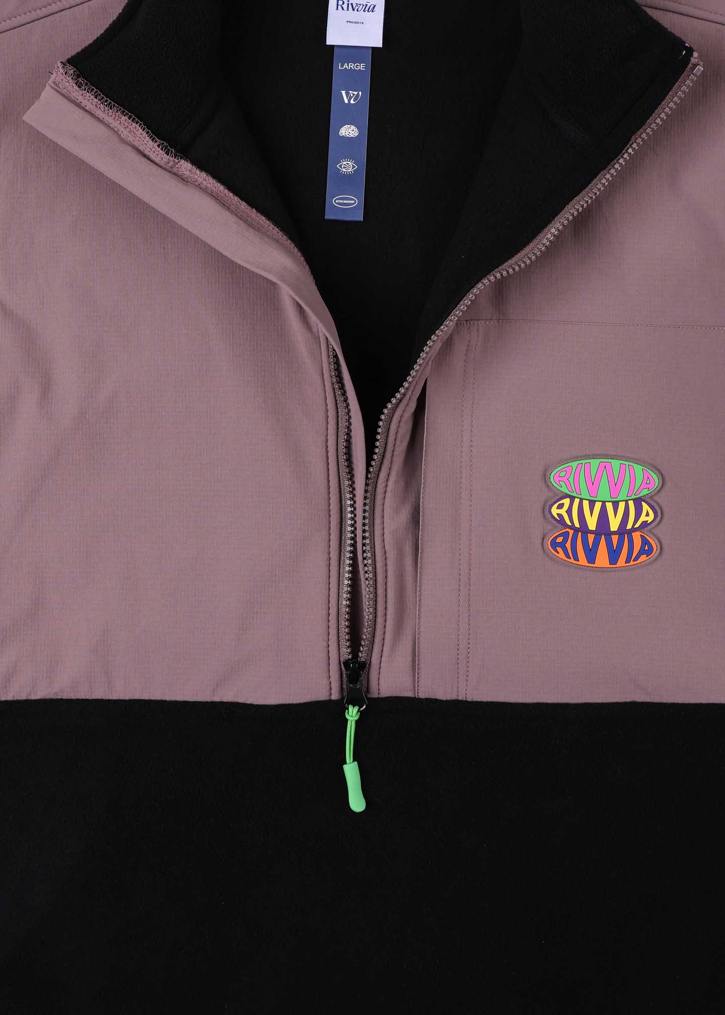 POP REPEAT 1/2 ZIP POLAR FLEECE : BLACK PALE PLUM
