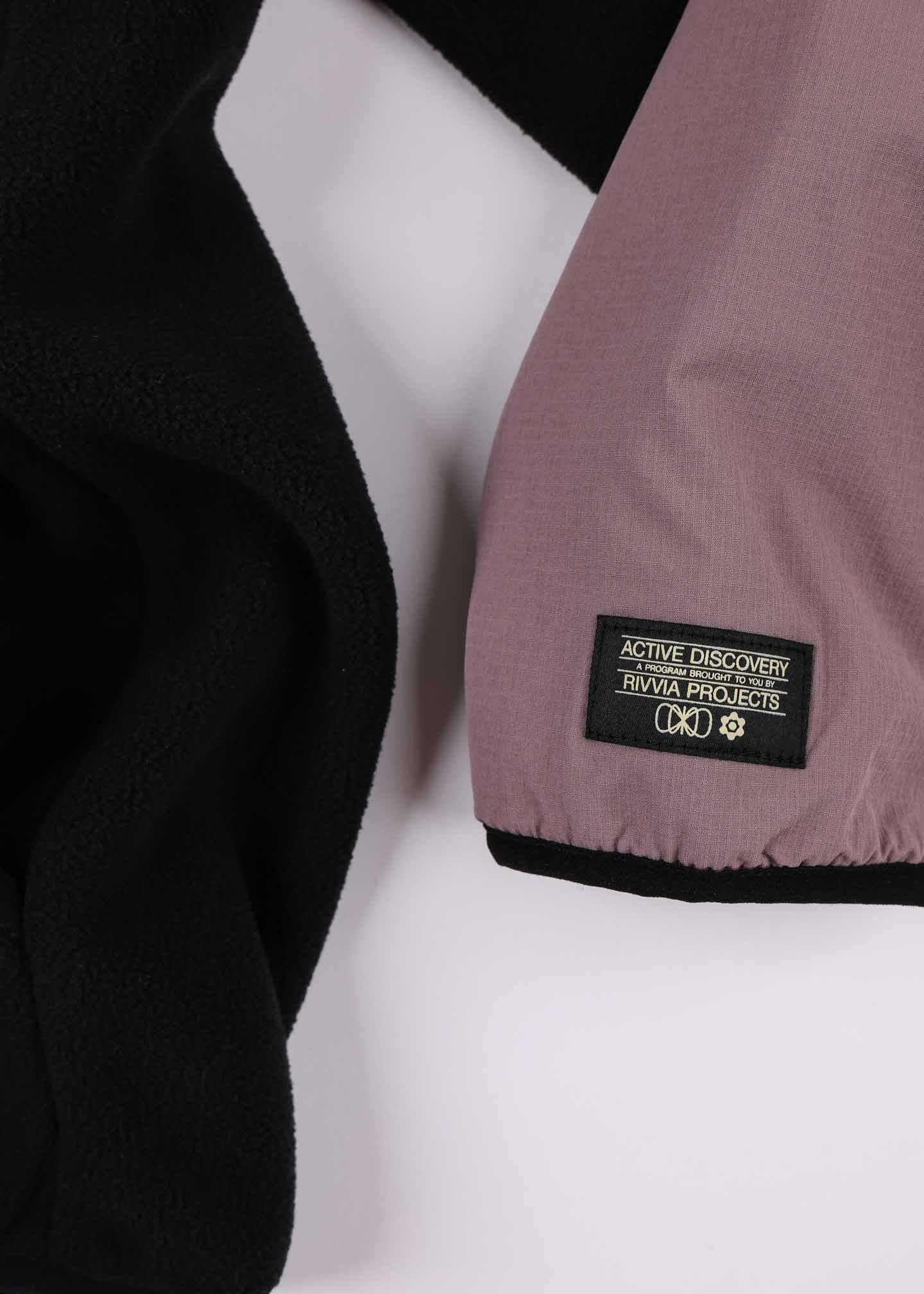 POP REPEAT 1/2 ZIP POLAR FLEECE : BLACK PALE PLUM