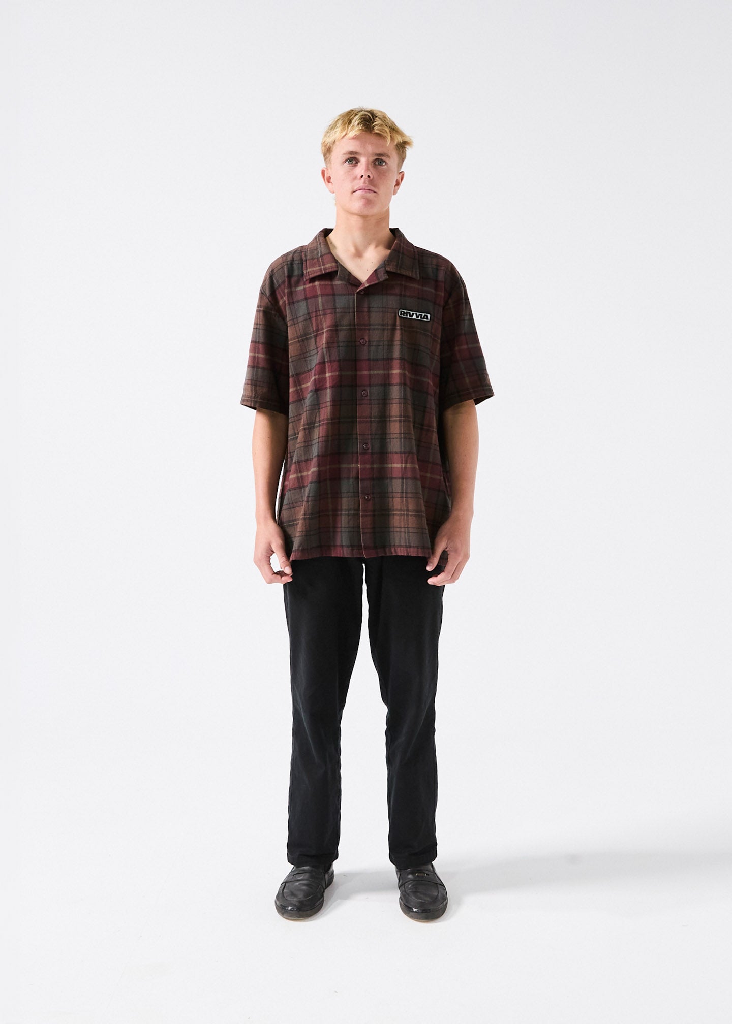 VV PLAID SS SHIRT : BLACK BROWN