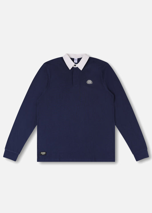 SCATTER BRAIN LS RUGBY POLO : DARK NAVY