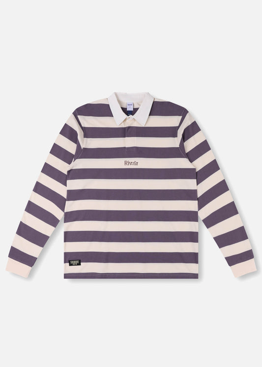 ACADEMY RUGBY POLO : WHITE PALE PLUM