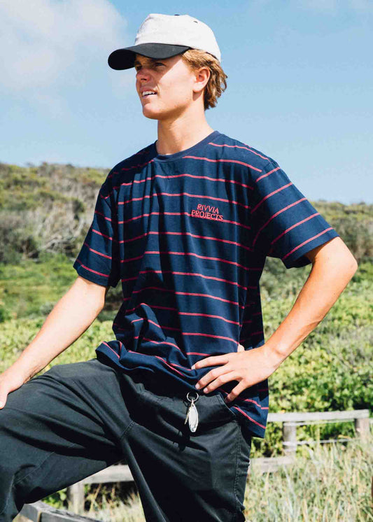 PROJECTS STRIPE T-SHIRT : DARK BLUE RED