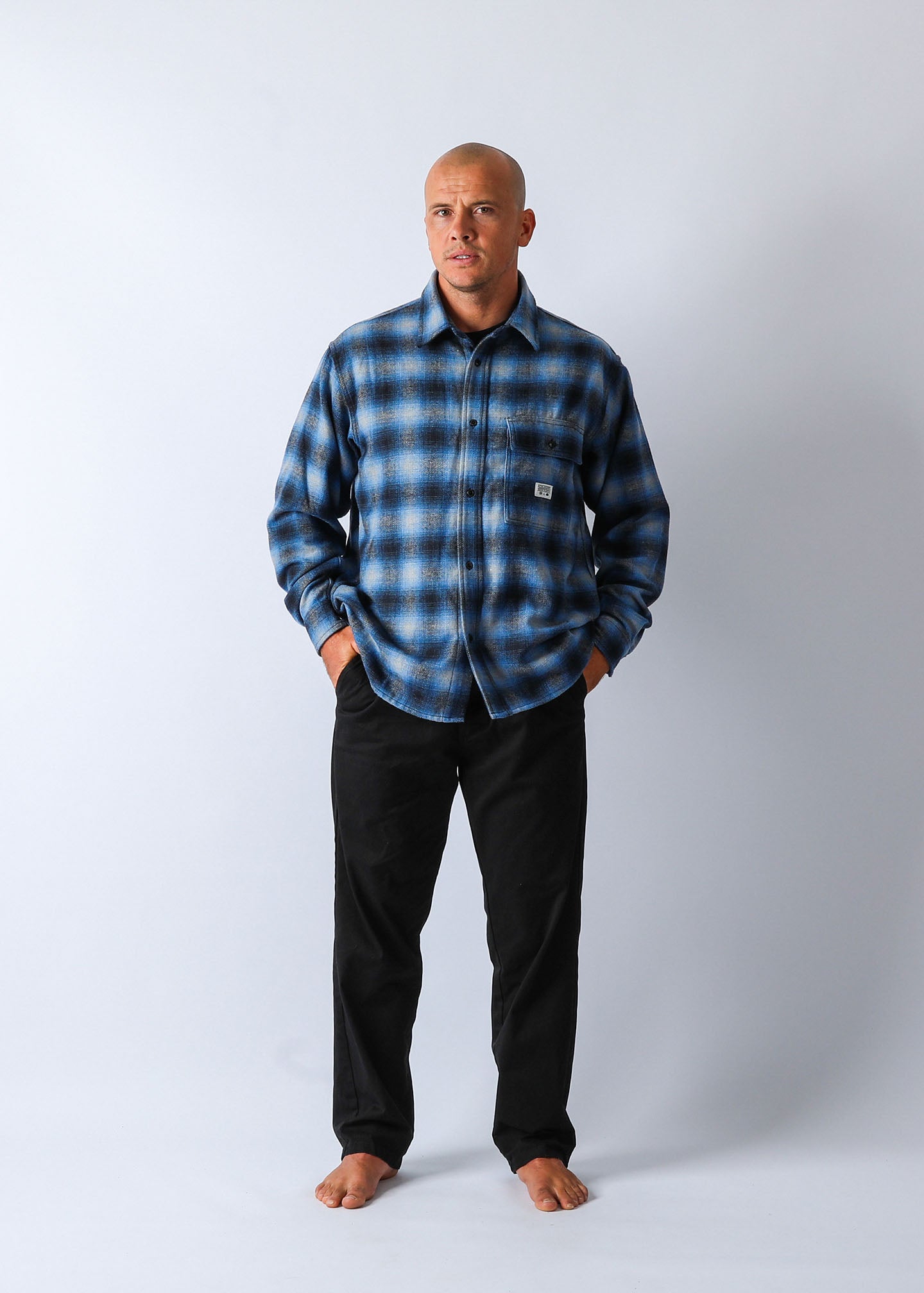 OFF TRACK CHECK LS SHIRT : BLUE